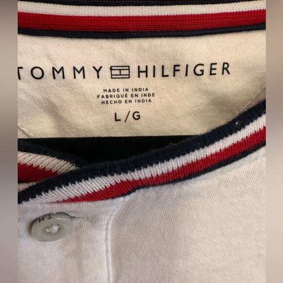 Tommy Hilfiger White Men's Button Logo T-Shirt Large - Picture 3 of 7